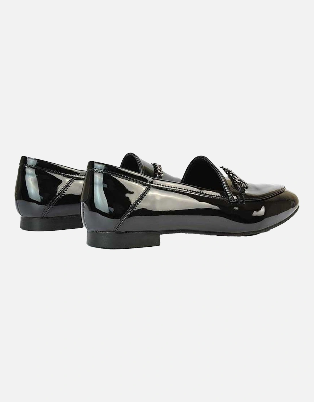 Womens/Ladies Tessah Patent Chain Detail Flat Loafers