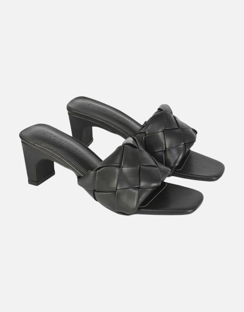 Womens/Ladies Silvia Woven Square Toe Mid Heel Mule Sandals