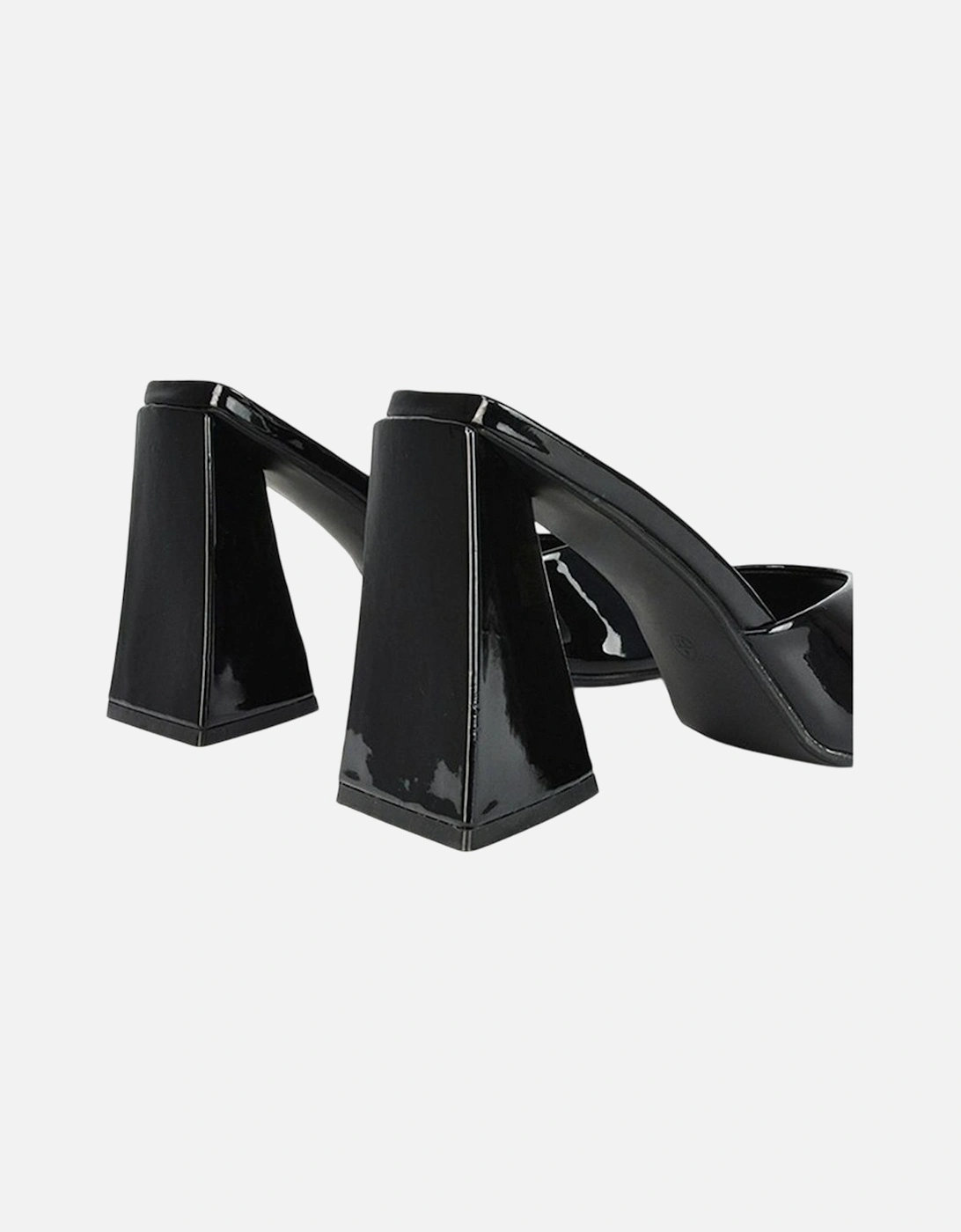 Womens/Ladies Gracia Sculptured Patent Leather Peep Toe Flared Block Heel Mules