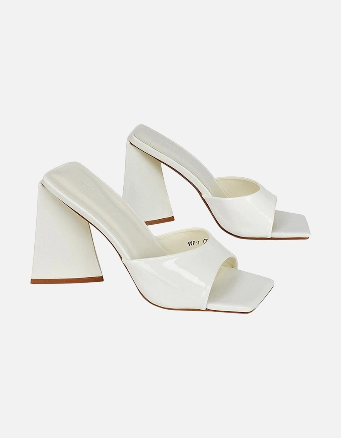 Womens/Ladies Gracia Sculptured Patent Leather Peep Toe Flared Block Heel Mules, 6 of 5