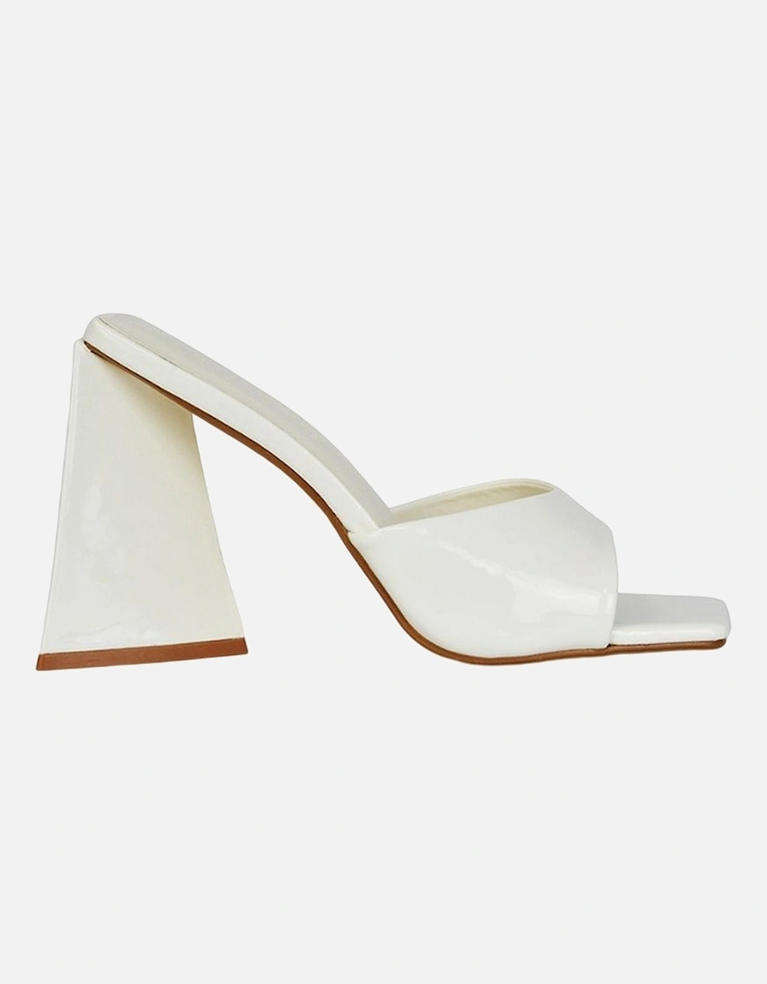 Womens/Ladies Gracia Sculptured Patent Leather Peep Toe Flared Block Heel Mules