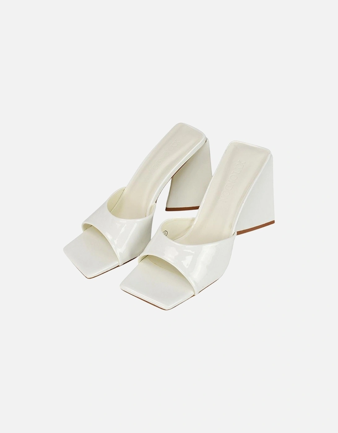 Womens/Ladies Gracia Sculptured Patent Leather Peep Toe Flared Block Heel Mules