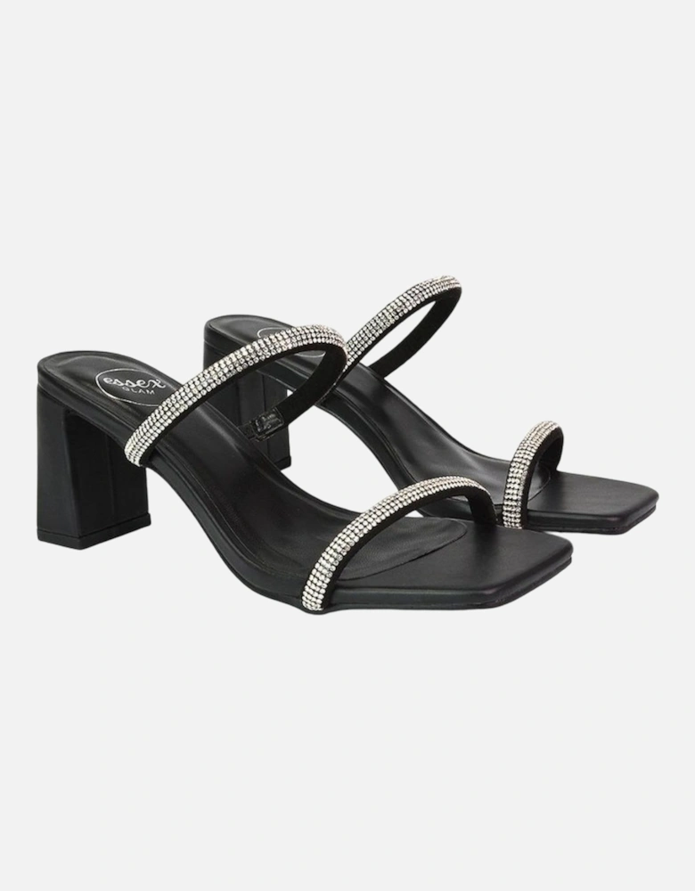 Womens/Ladies Holden Diamante Square Toe Medium Block Mules