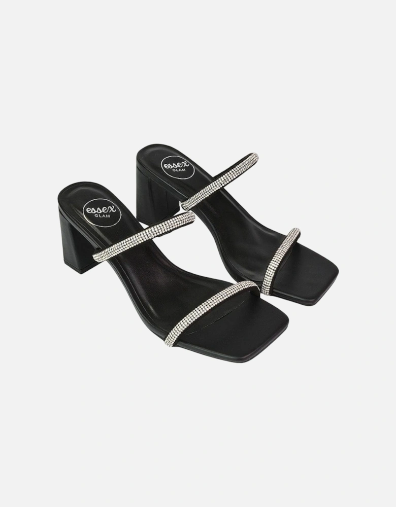 Womens/Ladies Holden Diamante Square Toe Medium Block Mules