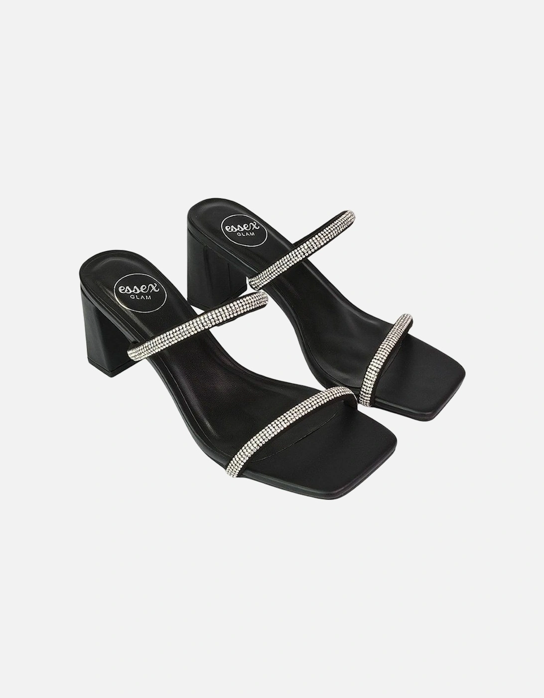 Womens/Ladies Holden Diamante Square Toe Medium Block Mules