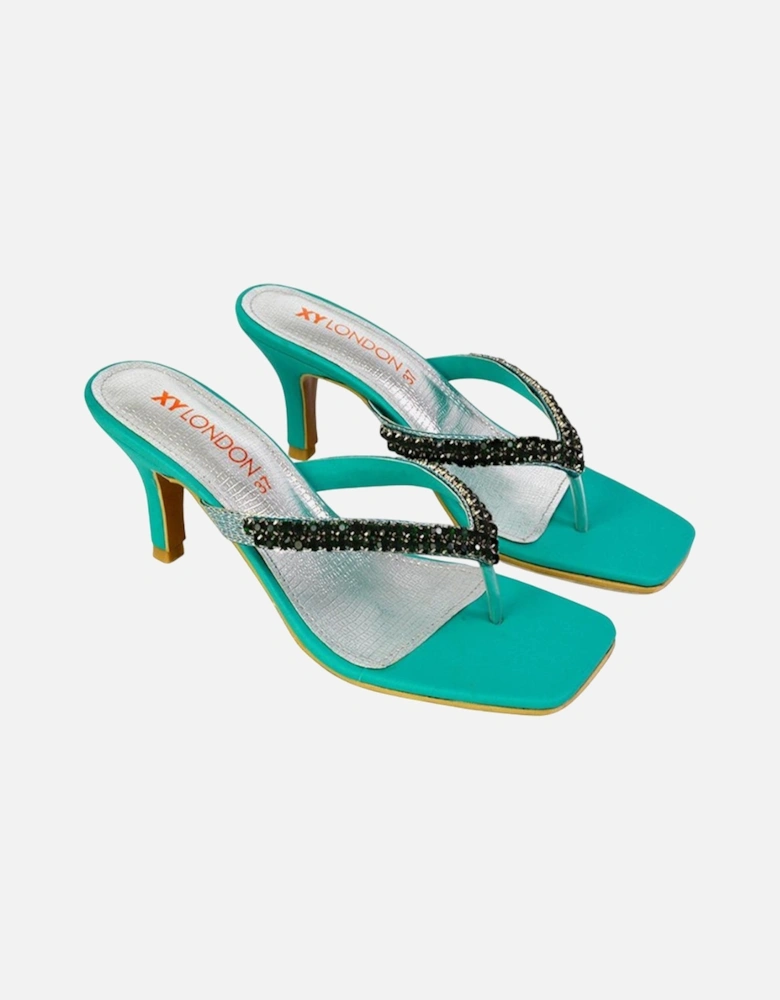 Womens/Ladies Lynn Diamante Kitten Heel Sandals