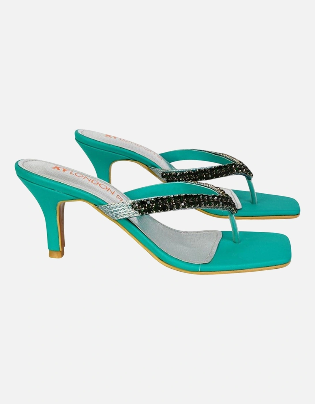 Womens/Ladies Lynn Diamante Kitten Heel Sandals