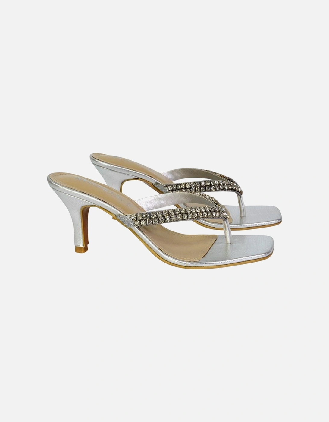 Womens/Ladies Lynn Diamante Kitten Heel Sandals