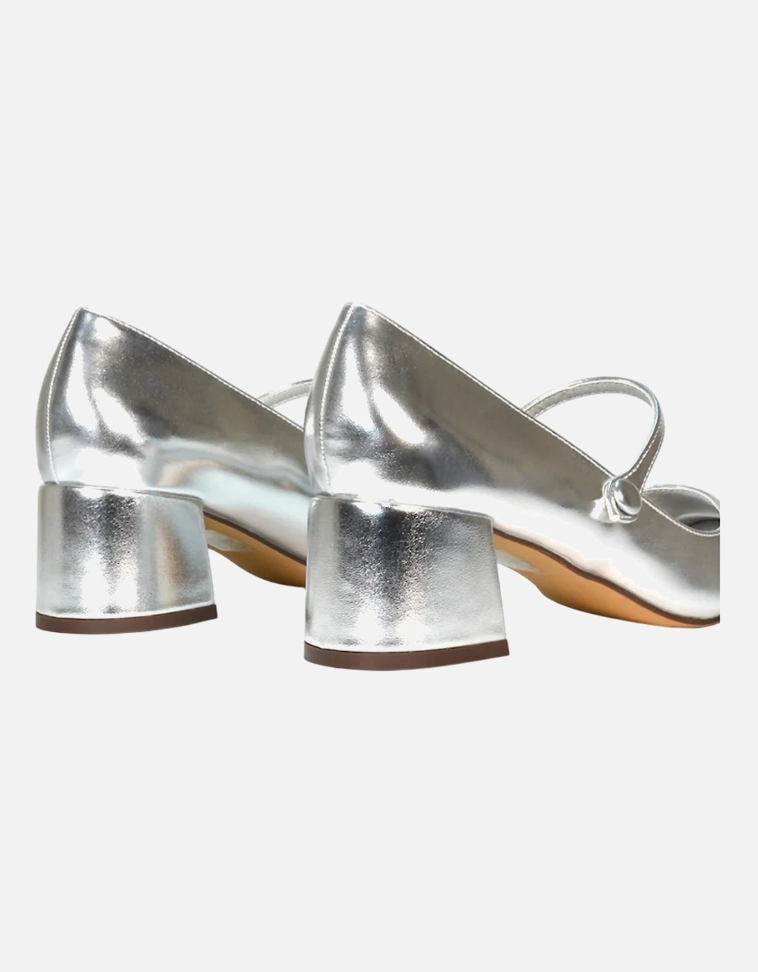 Womens/Ladies Leneka Metallic Ankle Strap Low Block Heel Court Pumps