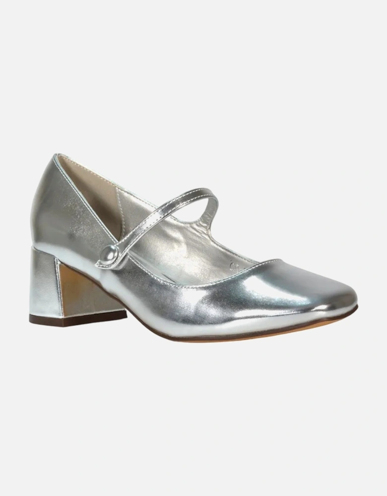 Womens/Ladies Leneka Metallic Ankle Strap Low Block Heel Court Pumps
