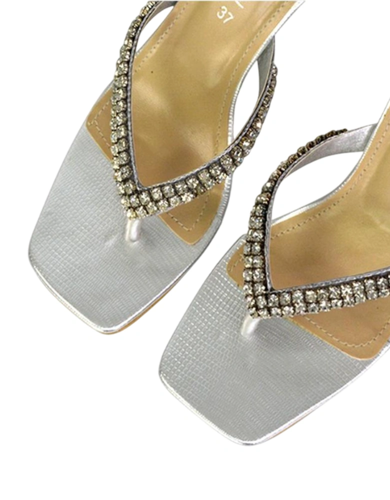 Womens/Ladies Lynn Diamante Kitten Heel Sandals