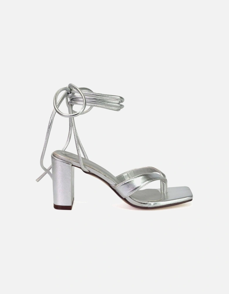 Womens/Ladies Kiko Metallic Medium Block Heel Sandals