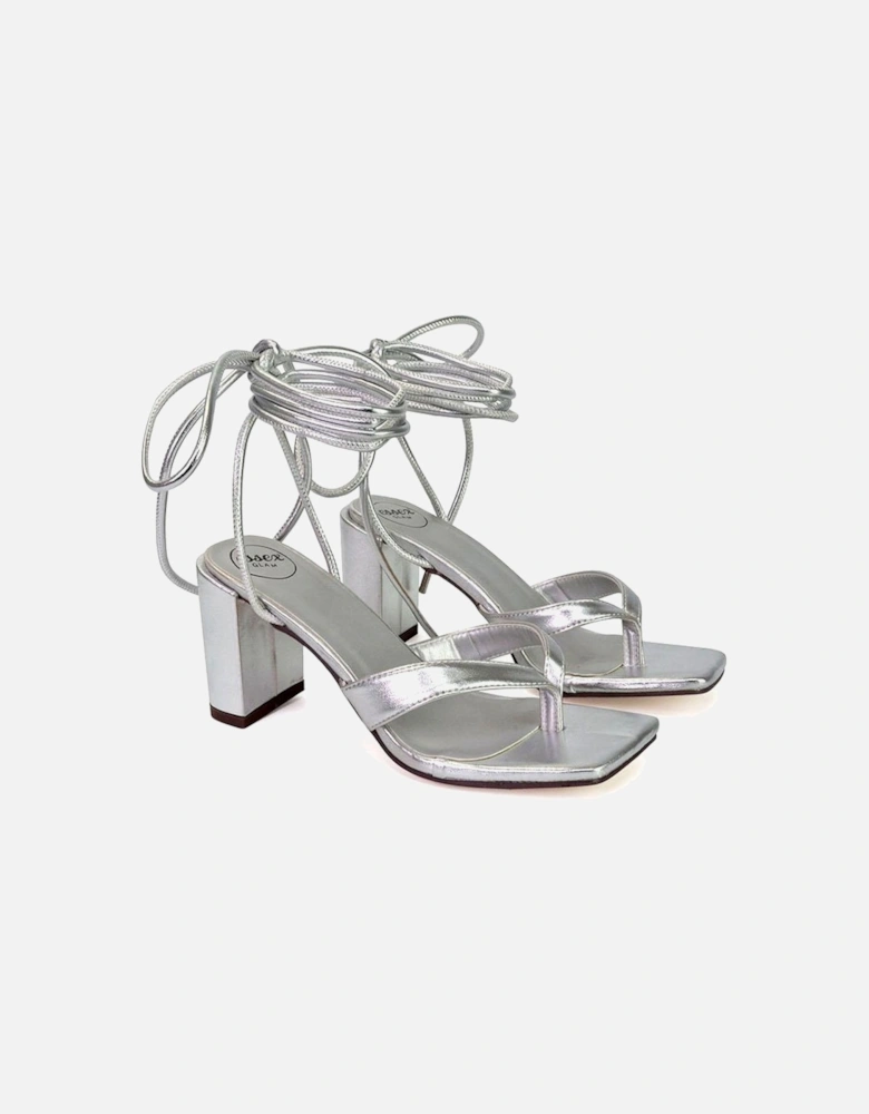 Womens/Ladies Kiko Metallic Medium Block Heel Sandals