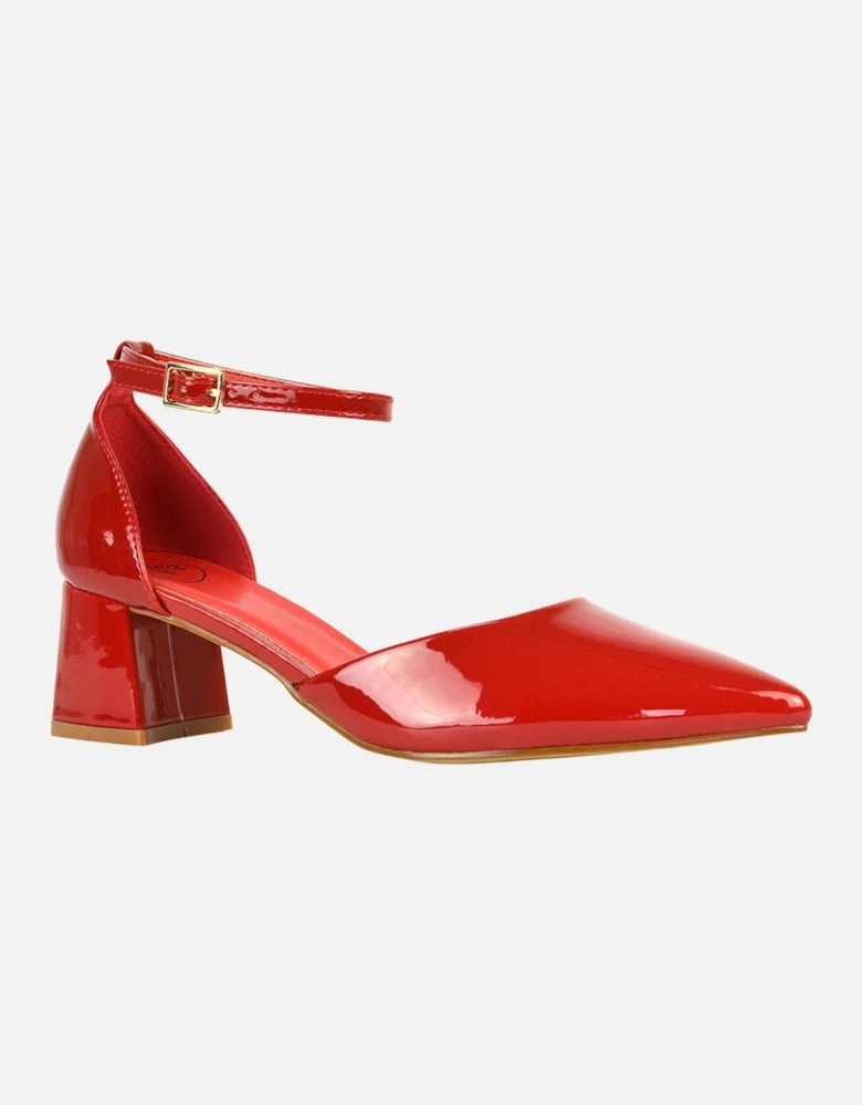 Womens/Ladies Evie Ankle Strap Low Block Heel Court Shoes