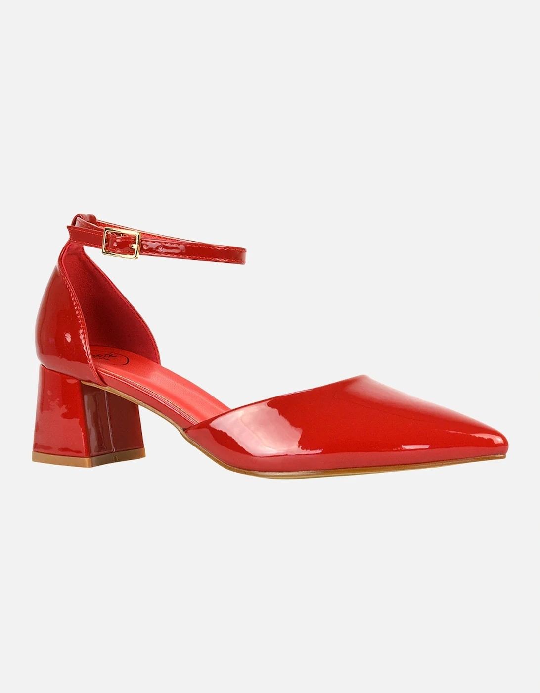 Womens/Ladies Evie Ankle Strap Low Block Heel Court Shoes