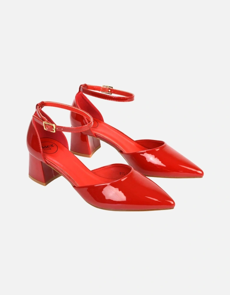 Womens/Ladies Evie Ankle Strap Low Block Heel Court Shoes