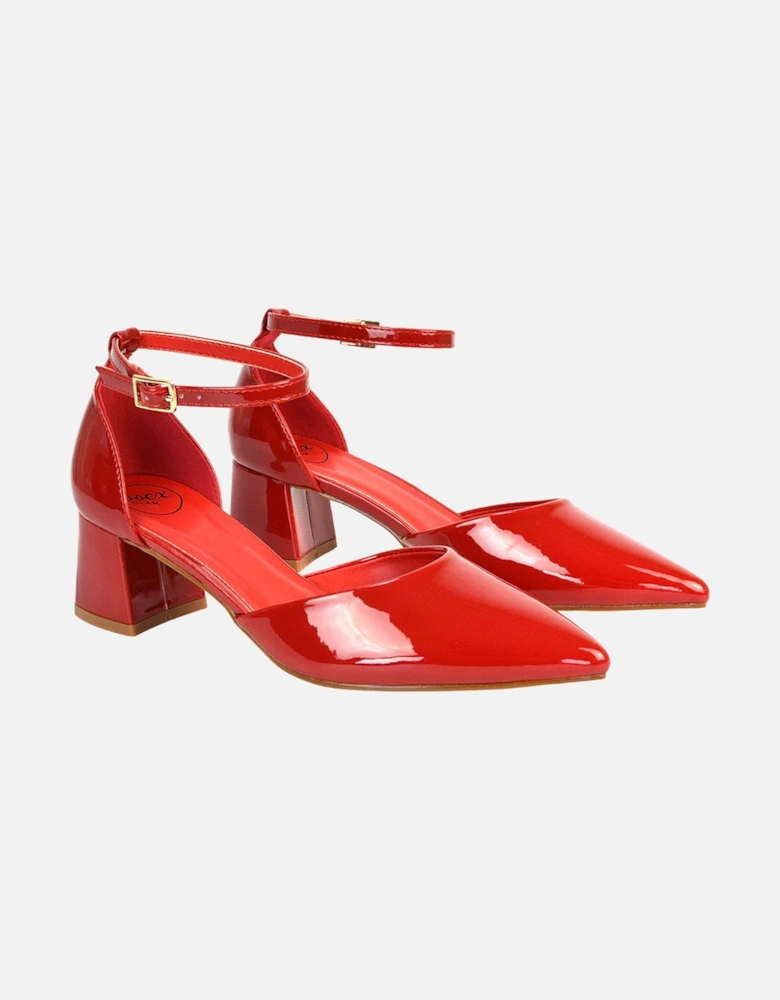 Womens/Ladies Evie Ankle Strap Low Block Heel Court Shoes