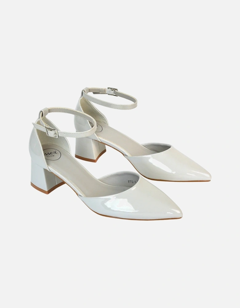 Womens/Ladies Evie Ankle Strap Low Block Heel Court Shoes