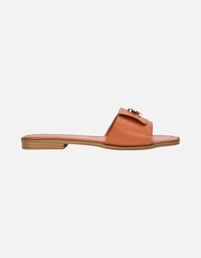 Womens/Ladies Leigh Buckle Detail Flat Sliders
