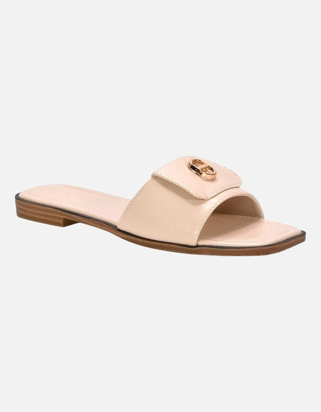 Womens/Ladies Leigh Buckle Detail Flat Sliders