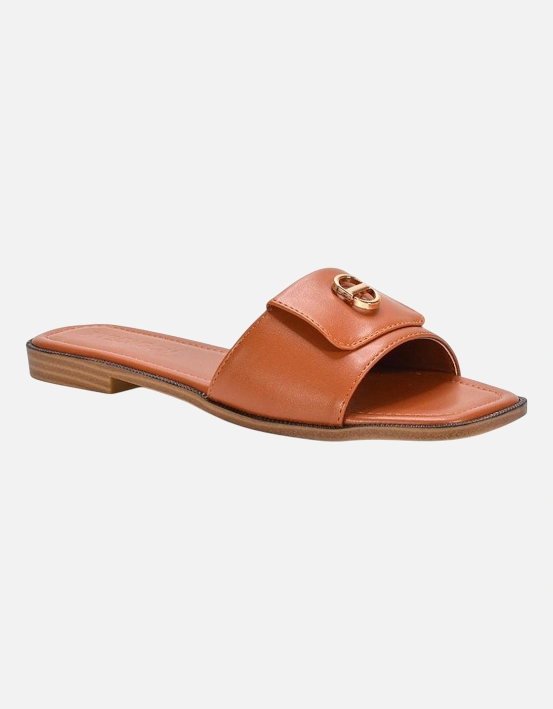 Womens/Ladies Leigh Buckle Detail Flat Sliders