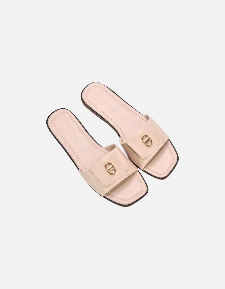 Womens/Ladies Leigh Buckle Detail Flat Sliders