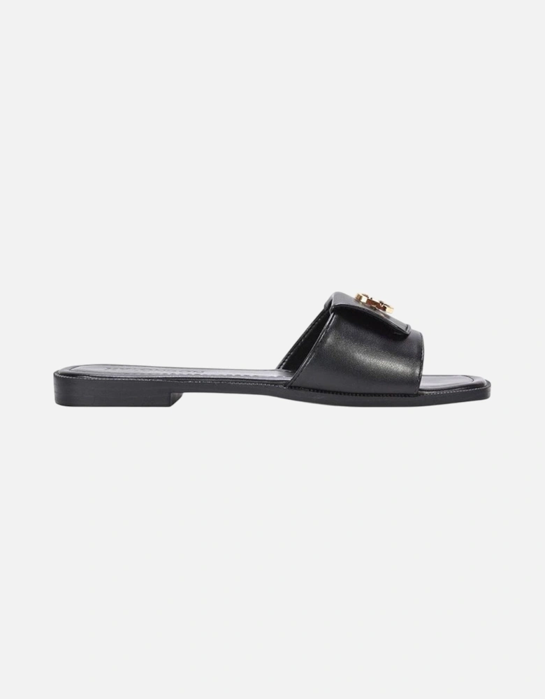 Womens/Ladies Leigh Buckle Detail Flat Sliders