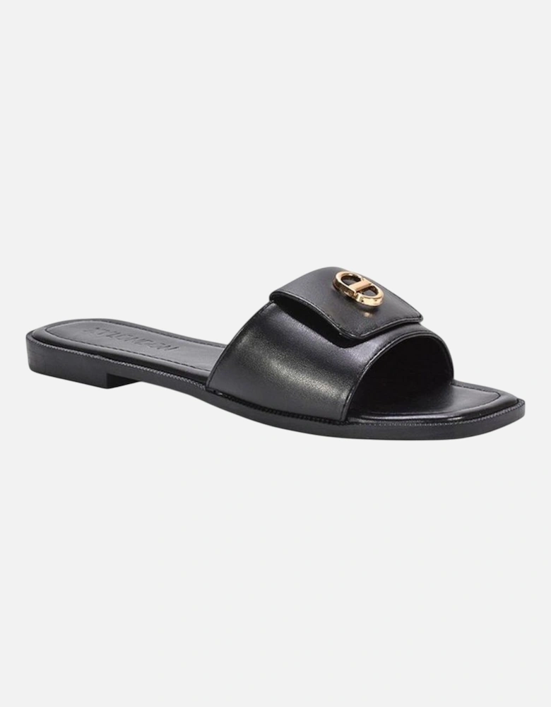 Womens/Ladies Leigh Buckle Detail Flat Sliders