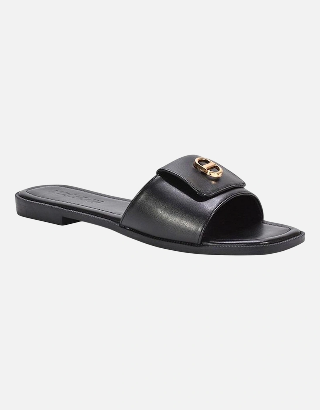 Womens/Ladies Leigh Buckle Detail Flat Sliders