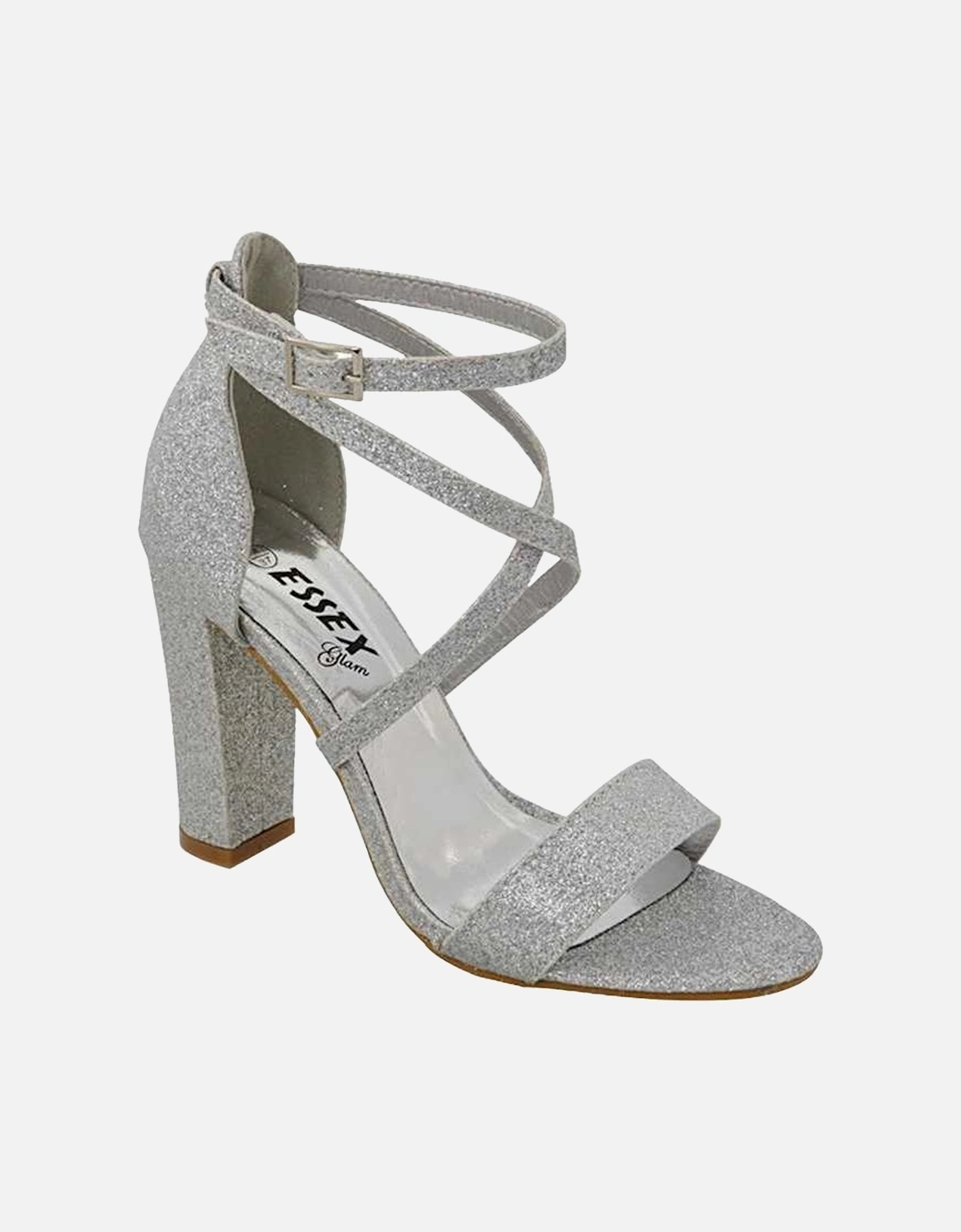 Womens/Ladies Briella Glitter Strappy High Block Heel Sandals, 5 of 4