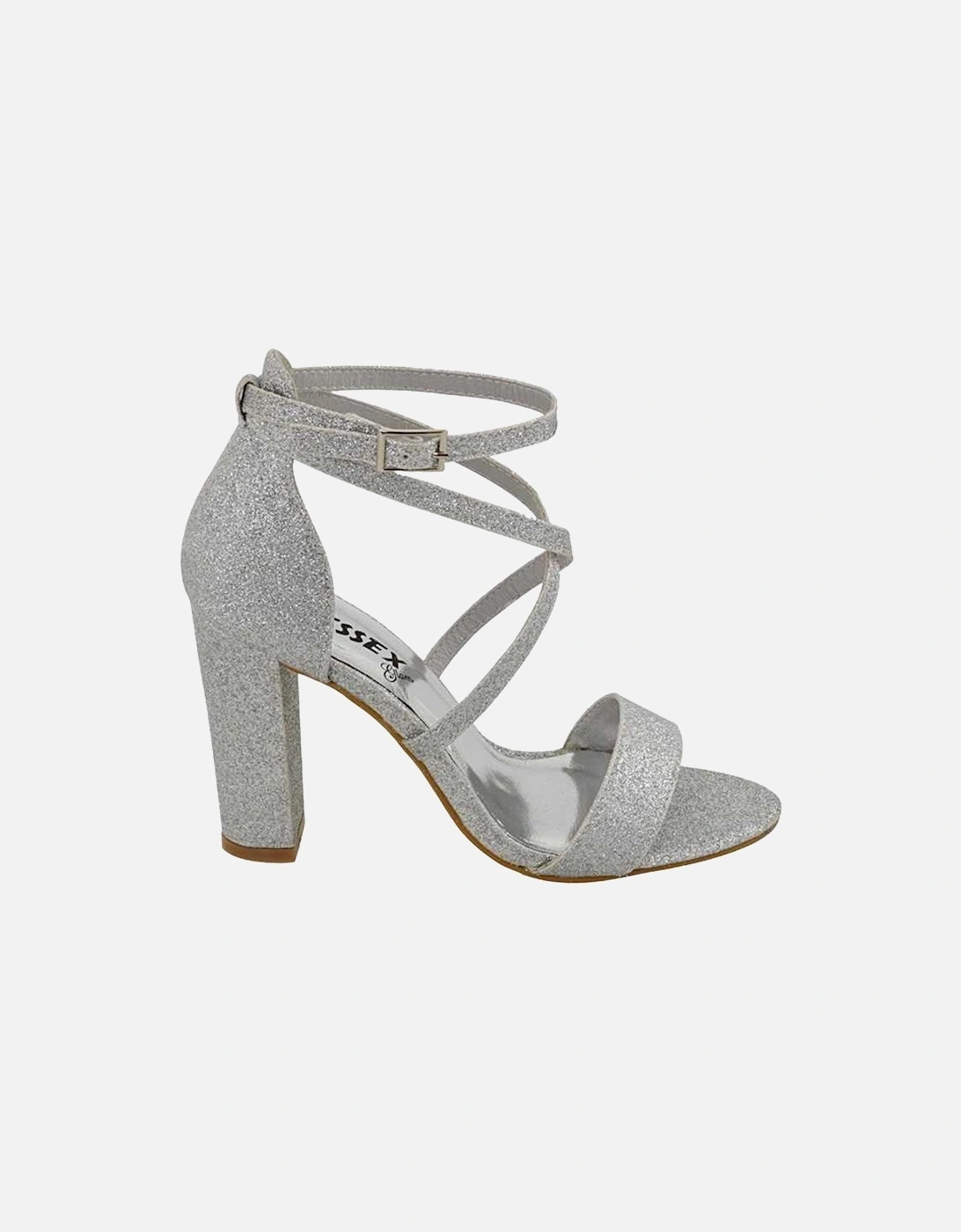 Womens/Ladies Briella Glitter Strappy High Block Heel Sandals