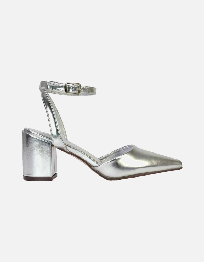 Womens/Ladies Ronnie Metallic Pointed Medium Block Heel Sandals