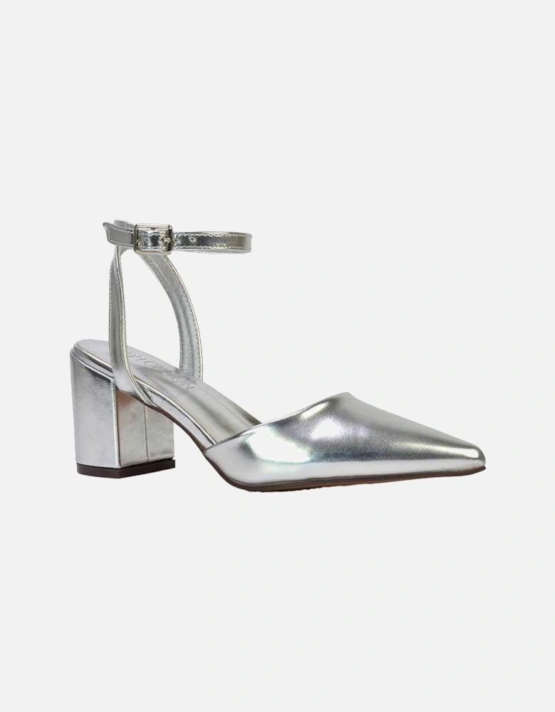 Womens/Ladies Ronnie Metallic Pointed Medium Block Heel Sandals