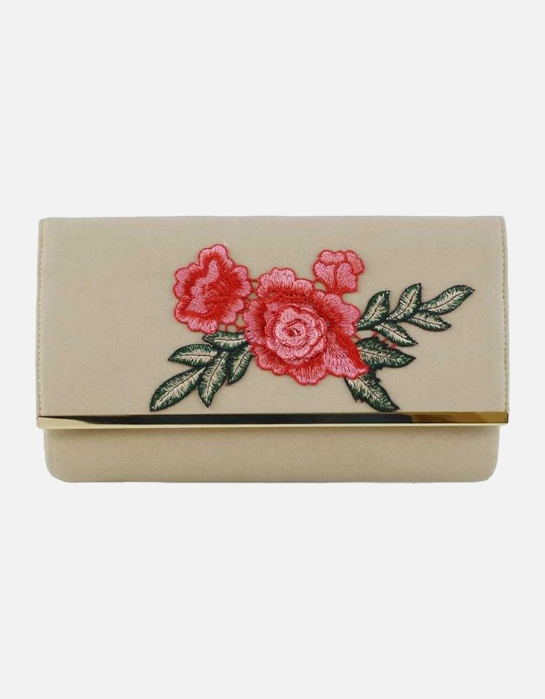 Mika Embroidered Flower Chain Strap Clutch Bag