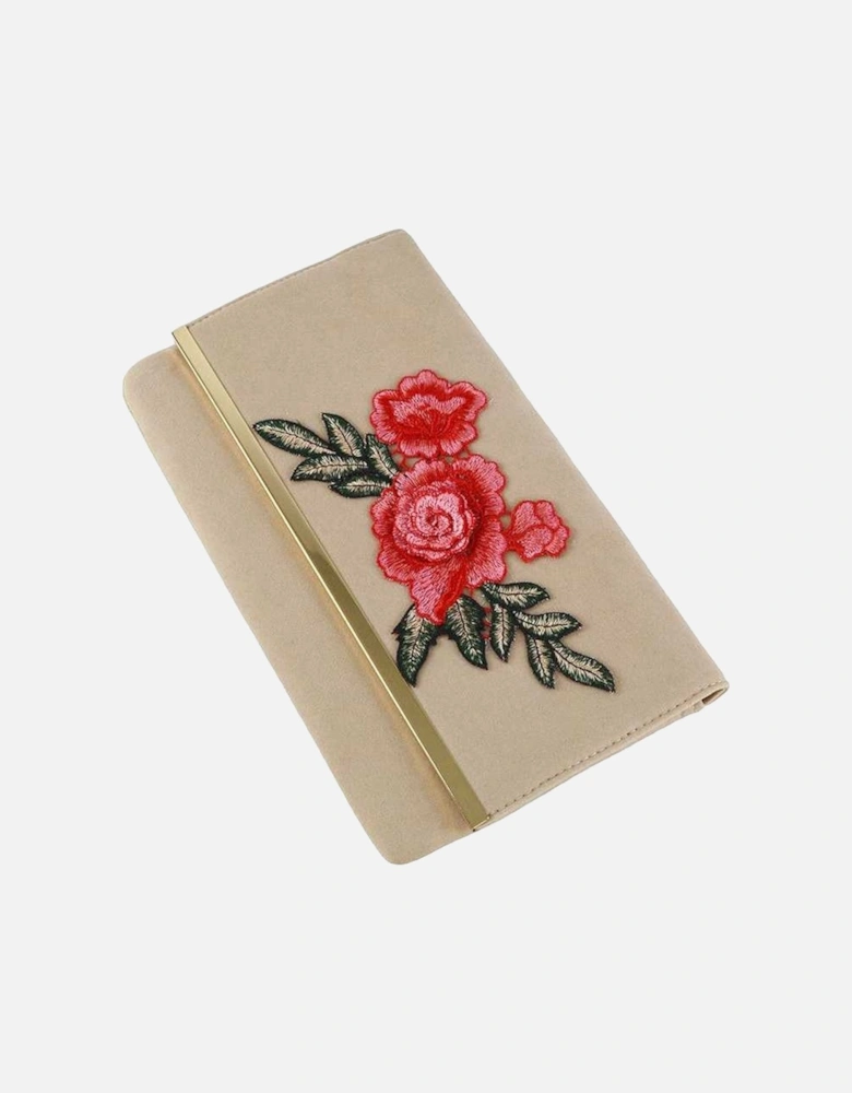 Mika Embroidered Flower Chain Strap Clutch Bag