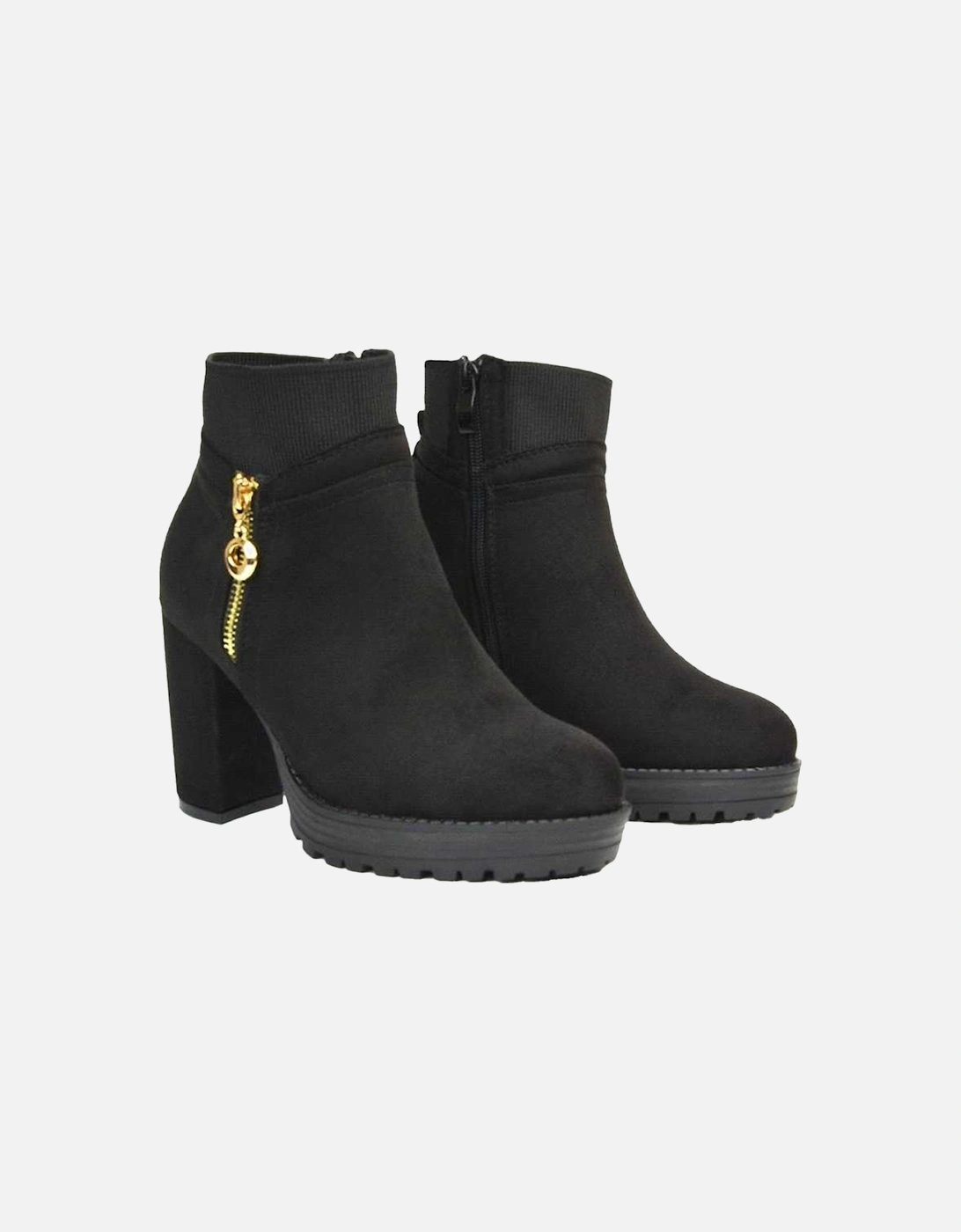 Womens/Ladies Caitlin Zip Platform Block Ankle Boots