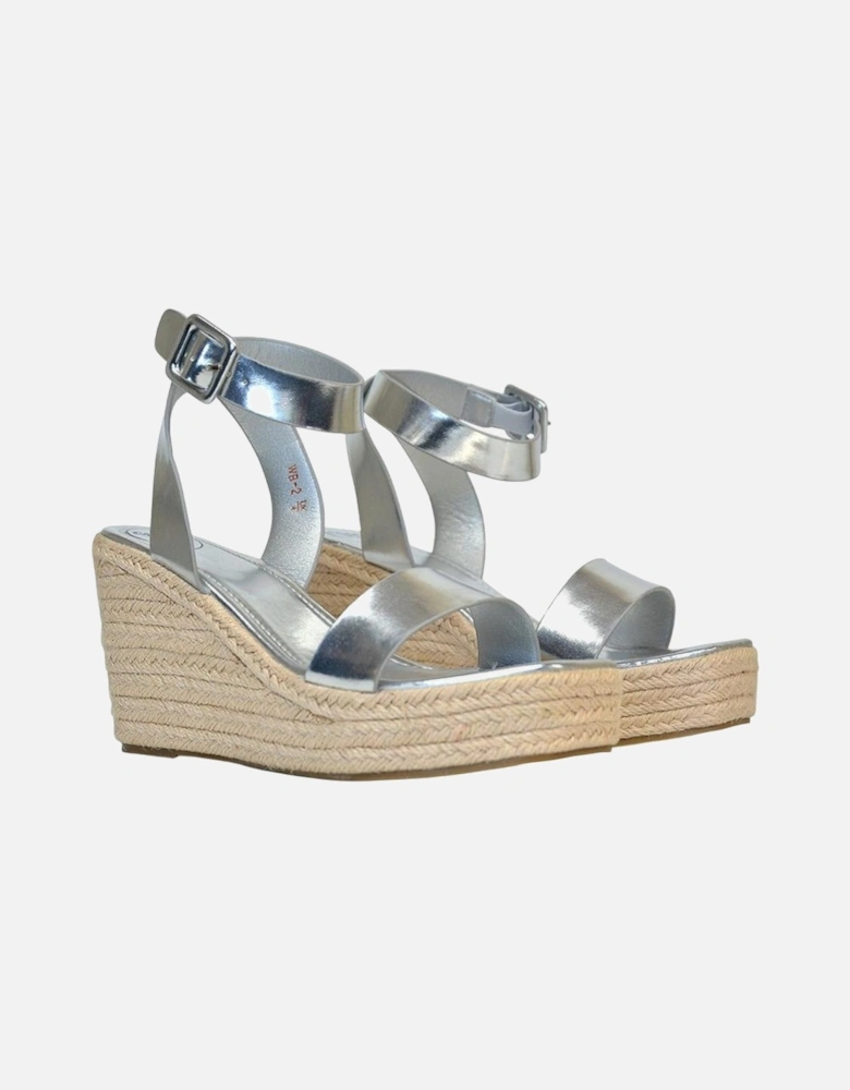 Womens/Ladies Linda Woven Metallic Platform Wedge Sandals