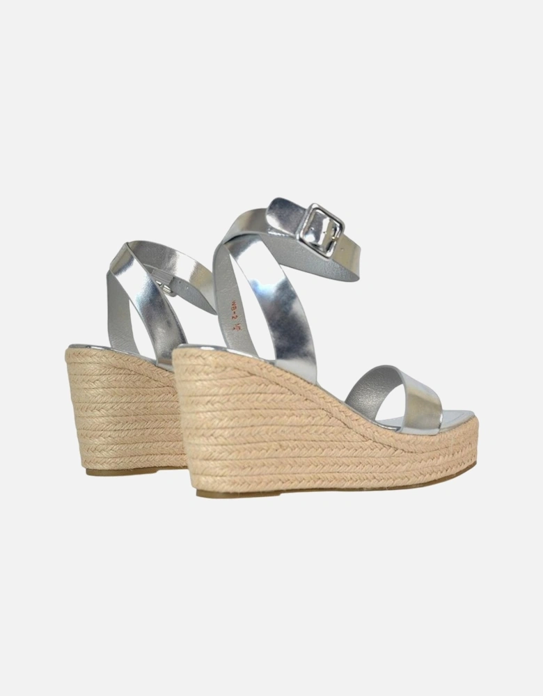 Womens/Ladies Linda Woven Metallic Platform Wedge Sandals