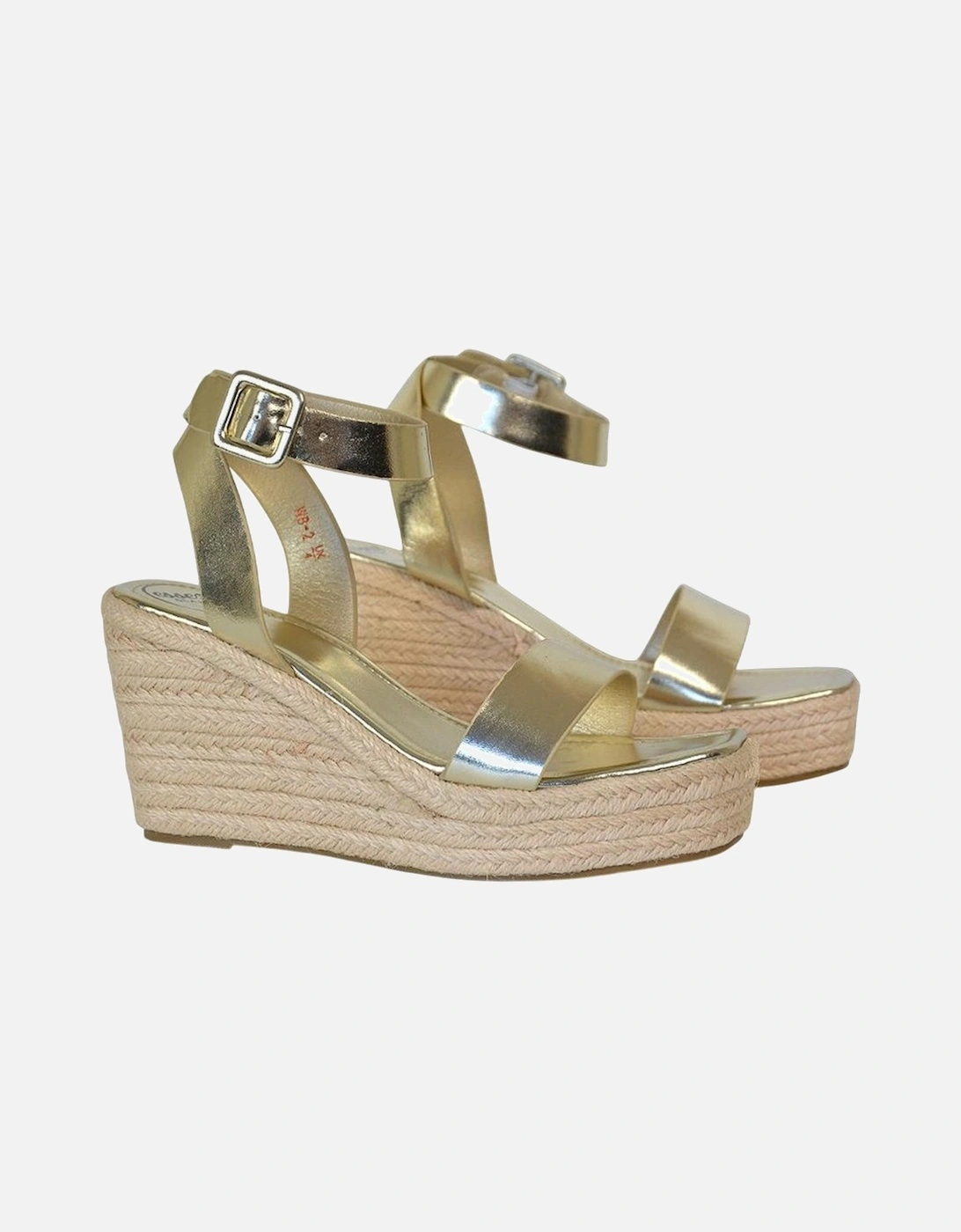 Womens/Ladies Linda Woven Metallic Platform Wedge Sandals