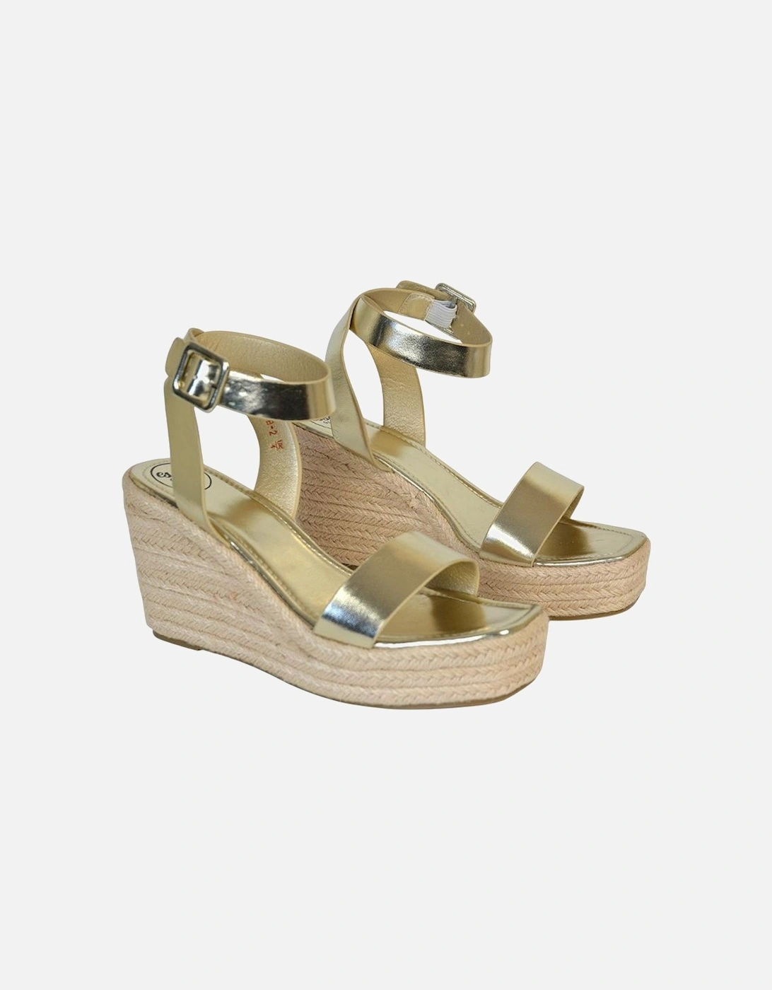 Womens/Ladies Linda Woven Metallic Platform Wedge Sandals