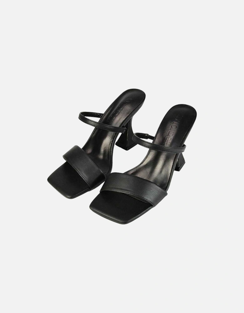 Womens/Ladies Haven Double Strap Sculptured Heel Mules