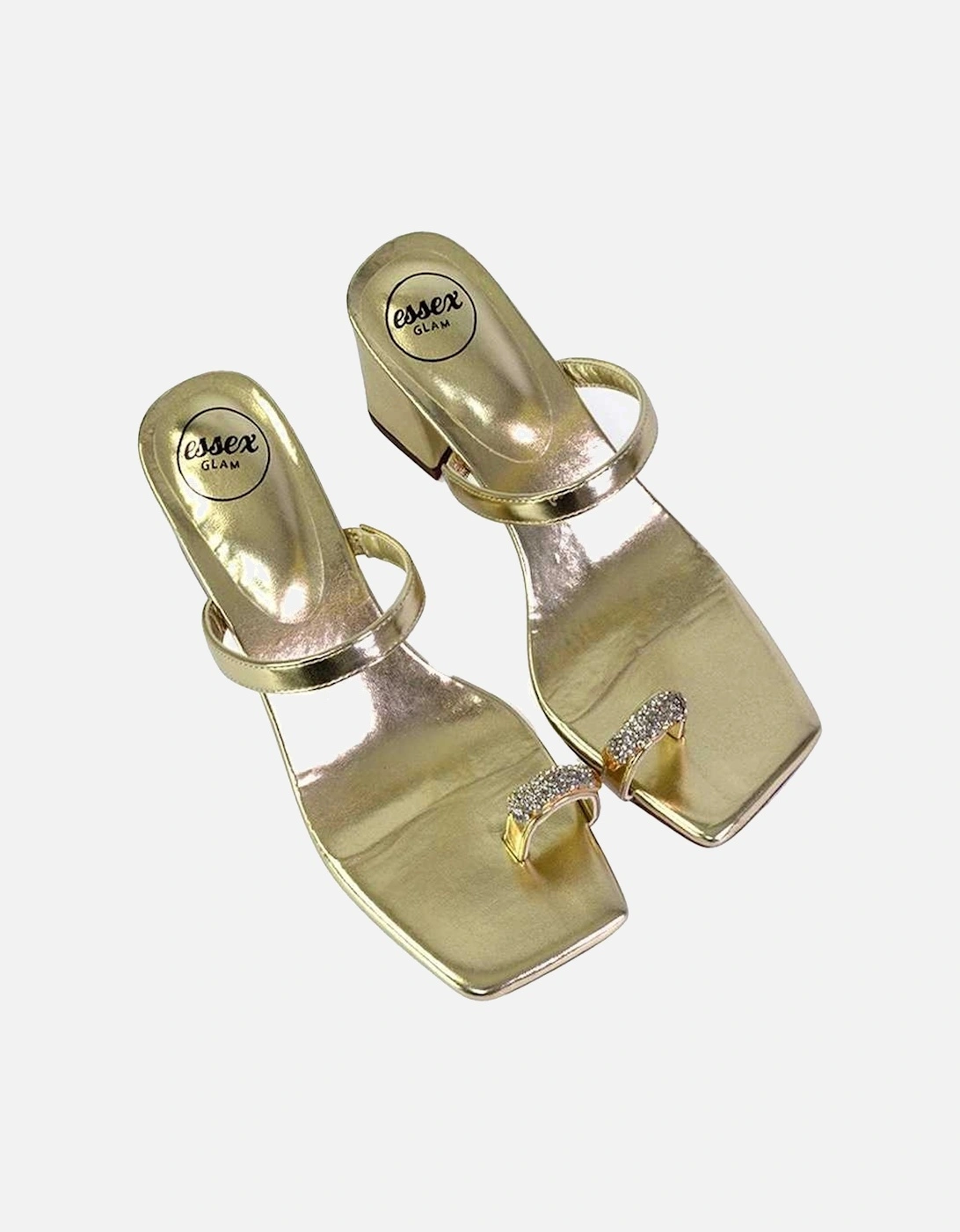 Womens/Ladies Daiquiri Diamante Double Strap Medium Block Heel Mule Sandals