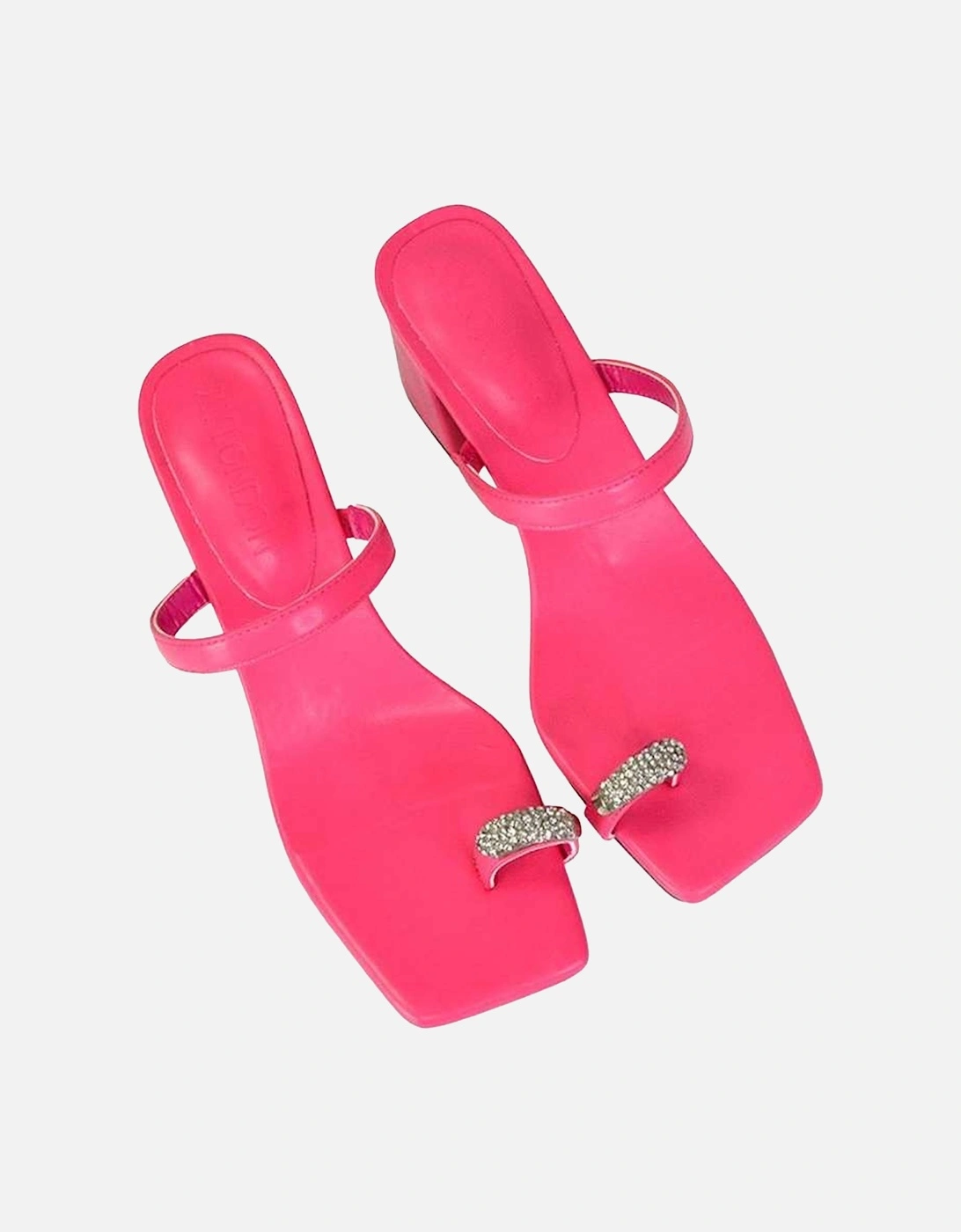 Womens/Ladies Daiquiri Diamante Double Strap Medium Block Heel Mule Sandals