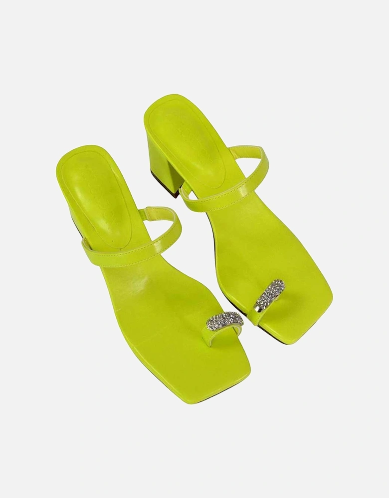 Womens/Ladies Daiquiri Diamante Double Strap Medium Block Heel Mule Sandals