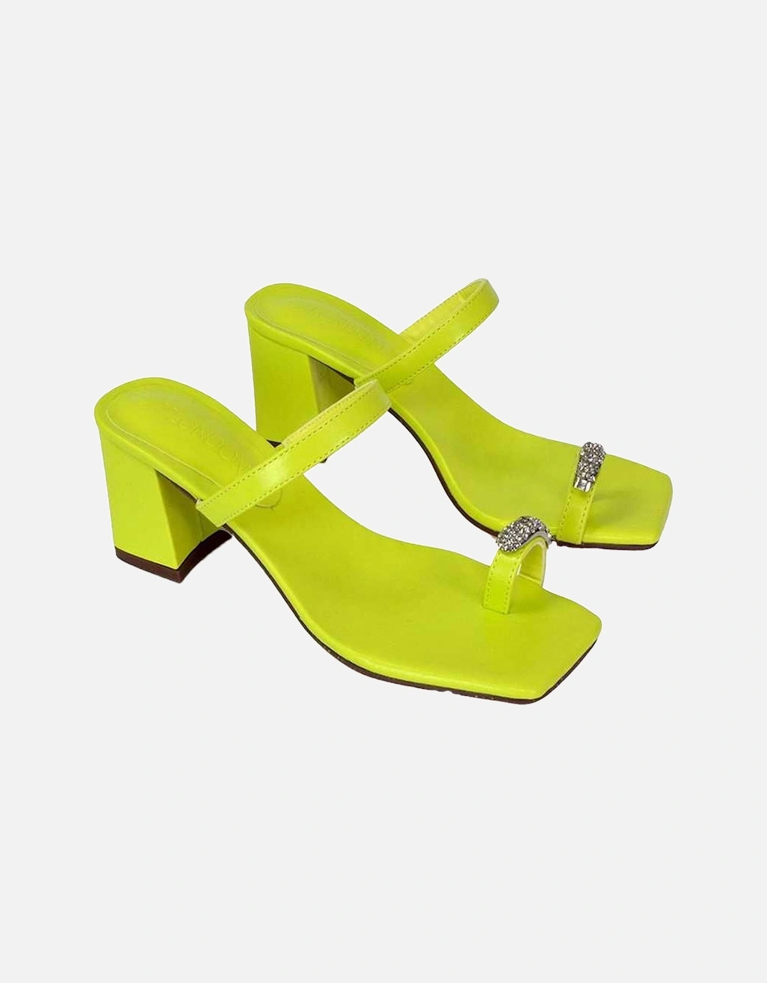 Womens/Ladies Daiquiri Diamante Double Strap Medium Block Heel Mule Sandals