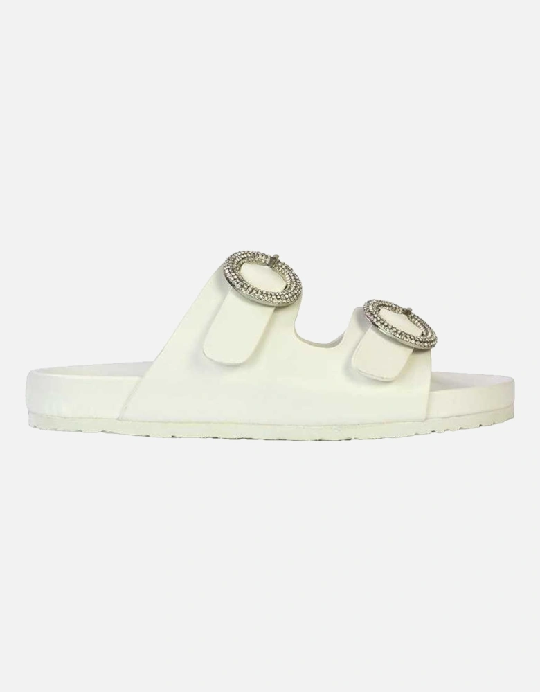 Womens/Ladies Reggie Diamante Double Strap Flat Sandals