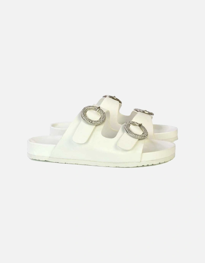 Womens/Ladies Reggie Diamante Double Strap Flat Sandals