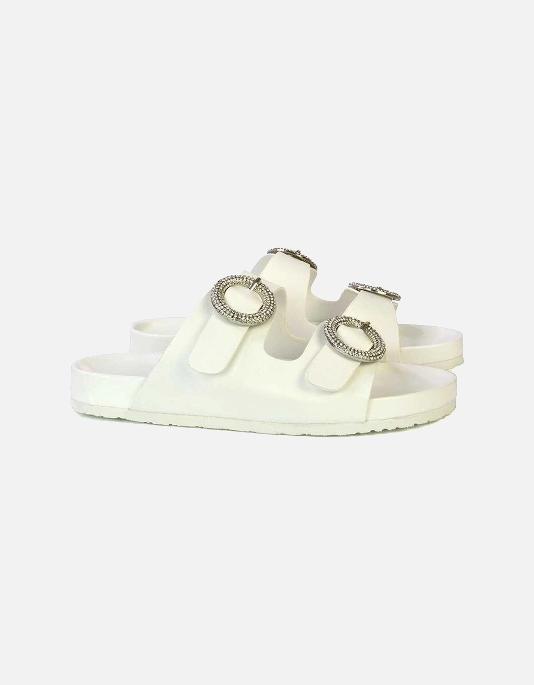 Womens/Ladies Reggie Diamante Double Strap Flat Sandals