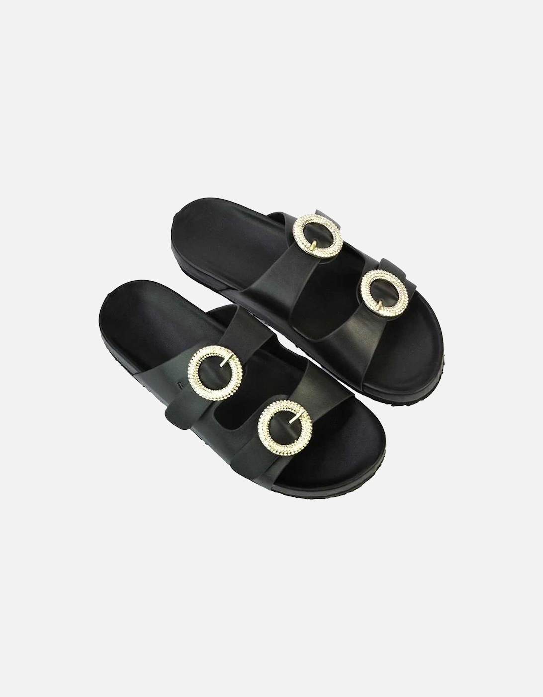 Womens/Ladies Reggie Diamante Double Strap Flat Sandals