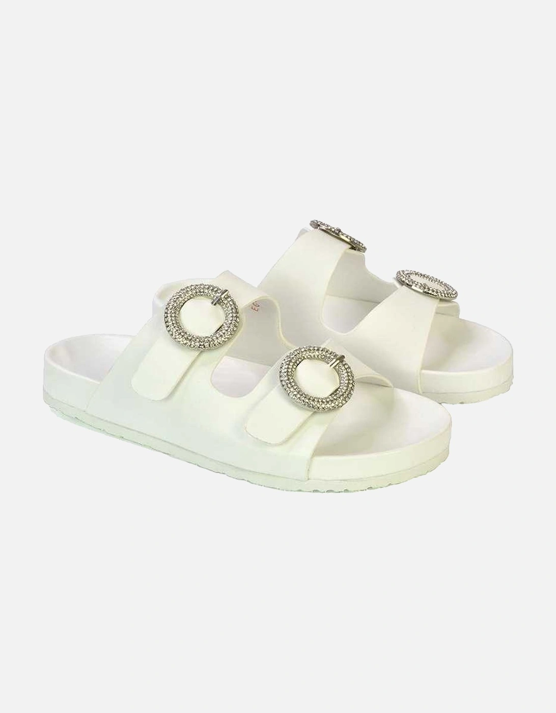 Womens/Ladies Reggie Diamante Double Strap Flat Sandals